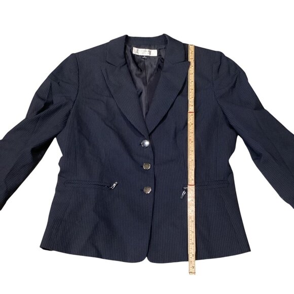 Tahari Arthur S. Levine Navy Pinstripe Blazer Size 10 - Picture 6 of 10